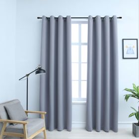 Blackout Curtains with Rings 2 pcs Gray 54"x63" Fabric