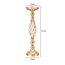 Gold/ Silver Flowers Vases Candle Rack Stand Holders Wedding Decor Road Lead Floral Bouquet Party Props Table Centerpiece Pillar (Color: Gold Middle, Ships From: China)