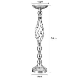 Gold/ Silver Flowers Vases Candle Rack Stand Holders Wedding Decor Road Lead Floral Bouquet Party Props Table Centerpiece Pillar (Color: Silver Large, Ships From: China)