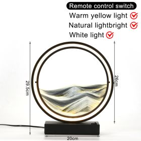 3D Moving Sand Art Table Lamp LED Craft Quicksand USB Cable Control Natural Landscape Flowing Sand Night Light Home Decor Gifts (Emitting Color: Black White Sand EU, Ships From: China)