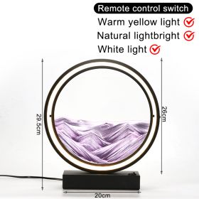 3D Moving Sand Art Table Lamp LED Craft Quicksand USB Cable Control Natural Landscape Flowing Sand Night Light Home Decor Gifts (Emitting Color: Purple Sand EU, Ships From: China)