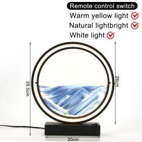 3D Moving Sand Art Table Lamp LED Craft Quicksand USB Cable Control Natural Landscape Flowing Sand Night Light Home Decor Gifts (Emitting Color: Blue Sand EU, Ships From: China)